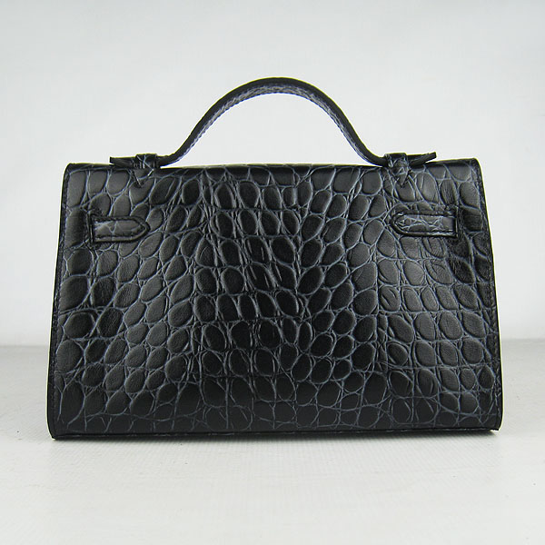 AAA Hermes Kelly 22 CM France Python Leather Handbag Black H008 On Sale - Click Image to Close